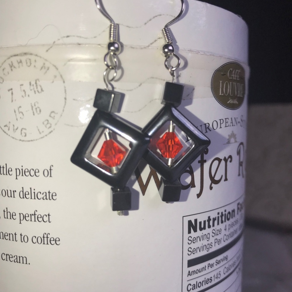 Handmade crystal/hematite earrings